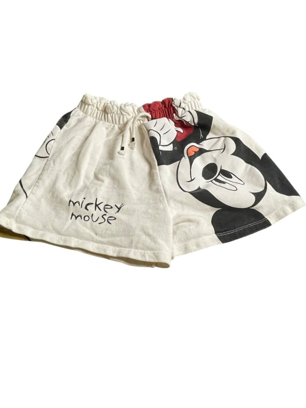 Disney Zara Kids Mickey Mouse Graphic Elastic Waist Shorts 11-12Y Cotton Portuga